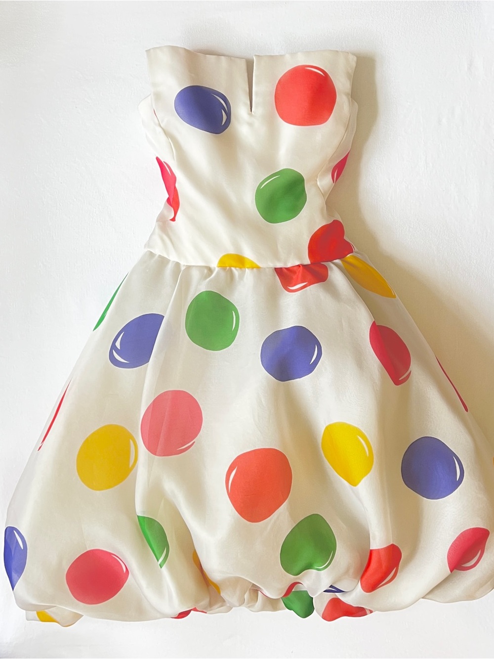 Archival 80s Arnold Scaasi bubble hem dress whimsical balloon print silk corset